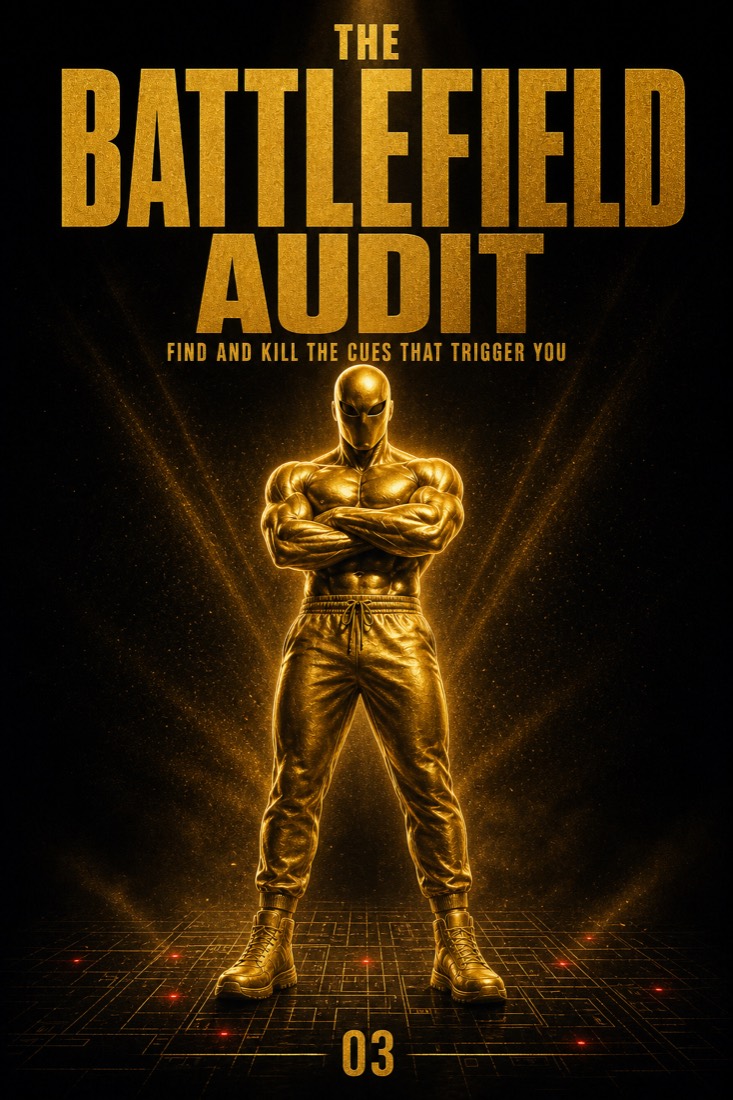 The Battlefield Audit — black hardcover with a gold armchair under a crosshair